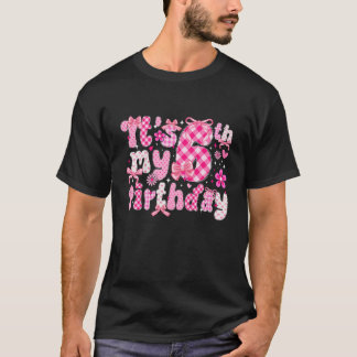 Kids 6th Coquette Themed Birthday Six Year Old Gir T-Shirt