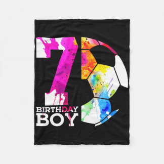 Kids 7 Birthday Boy Soccer 7th Birthday  Fleece Blanket