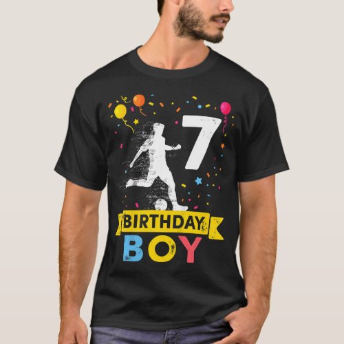 Kids 7 Year Old Birthday Boy Soccer 7th Birthday B T_Shirt
