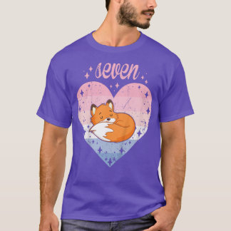 Kids 7 Year Old Cute Fo Birthday Girl 7th Bday  T-Shirt