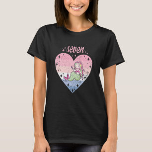 Kids 7 Year Old Cute Mermaid Birthday Girl 7th B D T-Shirt