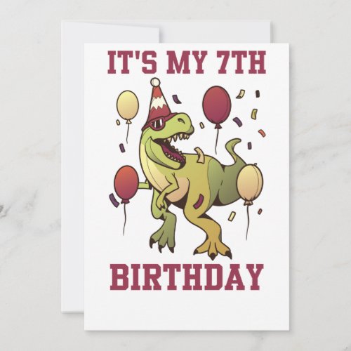 Kids 7 Year Old dinosaurs birthday 7th Party Boys Invitation