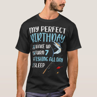 Kids 7 Year Old Fishing Birthday Party 7th Boy Bda T-Shirt