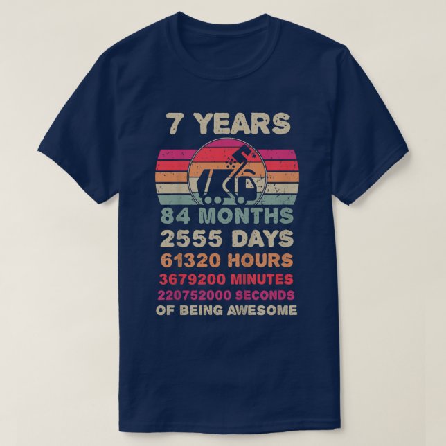 Kids 7 Year Old Garbage Truck Birthday 7th Birthda T-Shirt (Design Front)