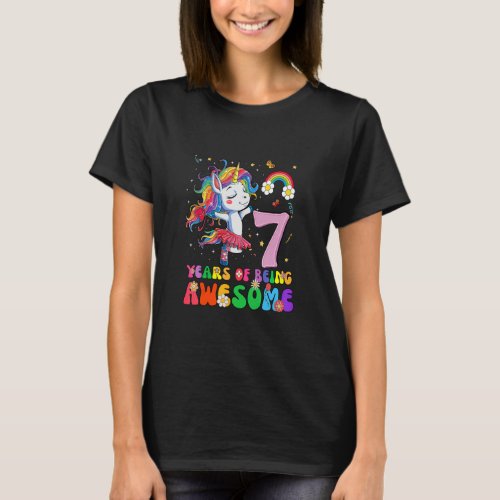 Kids 7 Year Old   Girls Teens Unicorn   7th Birthd T_Shirt