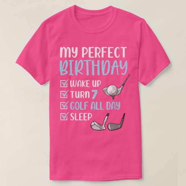 Kids 7 Year Old Golf Birthday Party 7th Boy Seven  T-Shirt (Design Front)