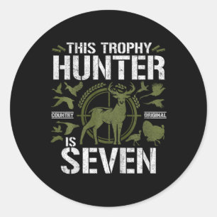 Kids 7 Year Old Hunting Birthday Party Duck Deer H Classic Round Sticker
