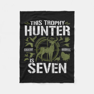 Kids 7 Year Old Hunting Birthday Party Duck Deer H Fleece Blanket