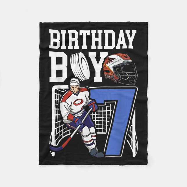 Kids 7 Year Old Ice Hockey Themed Birthday Party 7 Fleece Blanket (Front)