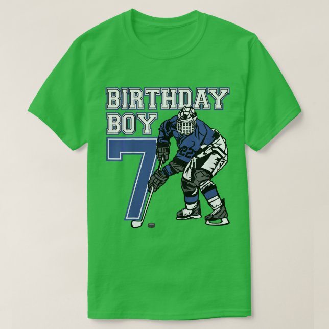 Kids 7 Year Old Ice Hockey Themed Birthday Party 7 T-Shirt (Design Front)