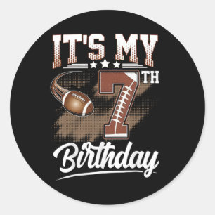 Kids 7 Year Old It's My 7th Birthday Football Them Classic Round Sticker