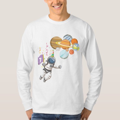Kids 7 Year Old Kid Astronaut Astronomy Gift Idea  T_Shirt