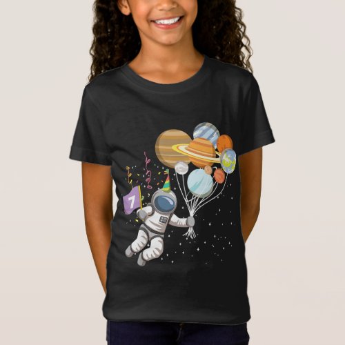 Kids 7 Year Old Kid Astronaut Astronomy Gift Idea  T_Shirt