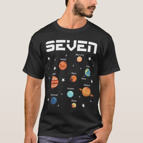 Kids 7 Year Old Outer Space Birthday Party Solar P T_Shirt