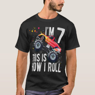 Kids 7 Year Old Shirt 7Th Birthday Boy Monster Tru