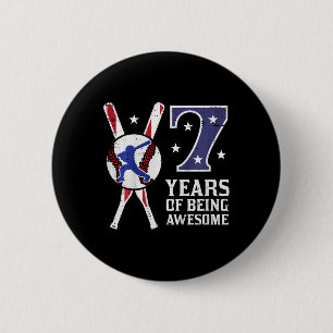 Kids 7 Years Being Awesome Bysebyll Flag 7th Birth Button