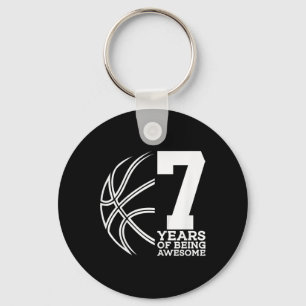 Kids 7 YEARS OF BEING AWESOME BASKETBALL 7TH BIRTH Keychain