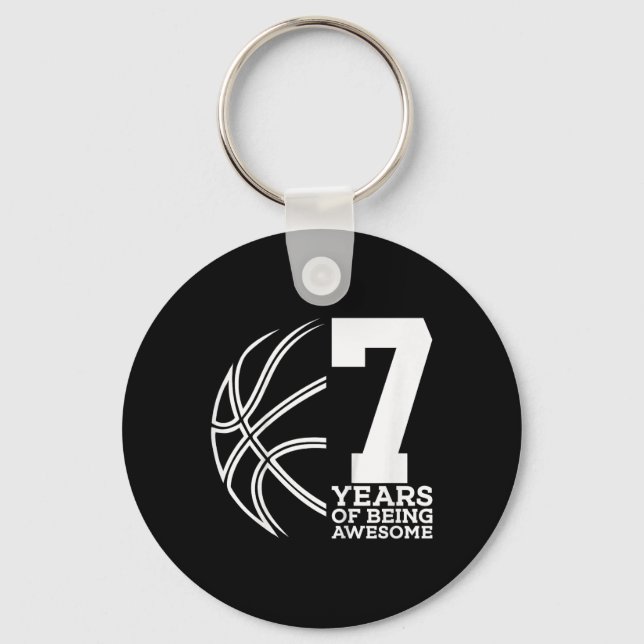 Kids 7 YEARS OF BEING AWESOME BASKETBALL 7TH BIRTH Keychain (Front)