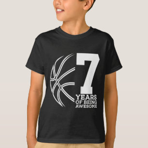 Kids 7 YEARS OF BEING AWESOME BASKETBALL 7TH BIRTH T-Shirt