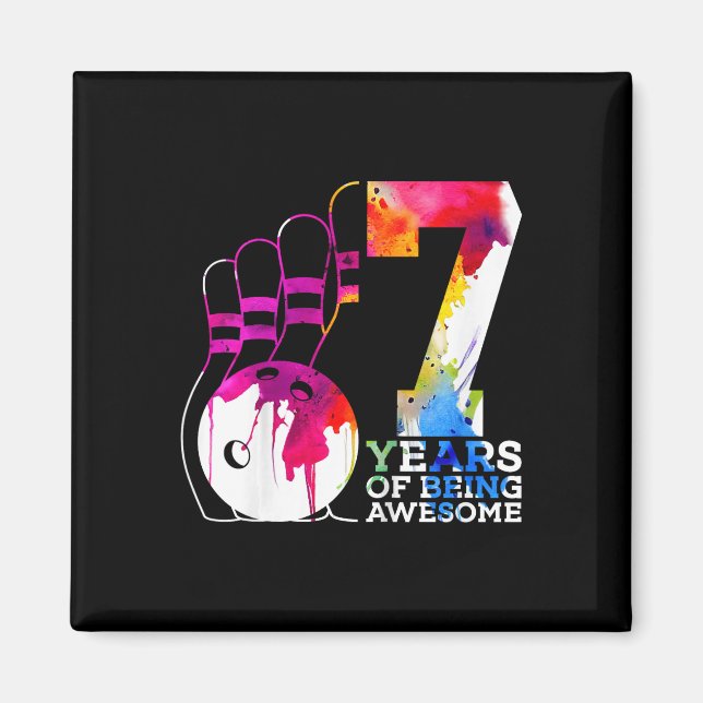 Kids 7 Years Of Being Awesome Bowling 7th Birthday Magnet (Front)