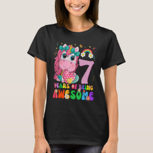 Kids 7 Years Old 7th Birthday Girl Princess Unic T-Shirt