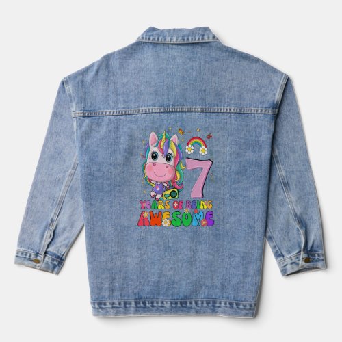 Kids 7 Years Old  7th Birthday Girl Princess Unico Denim Jacket