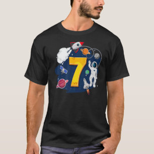 Kids 7 Years Old Astronaut Outer Space 7th Birthda T-Shirt