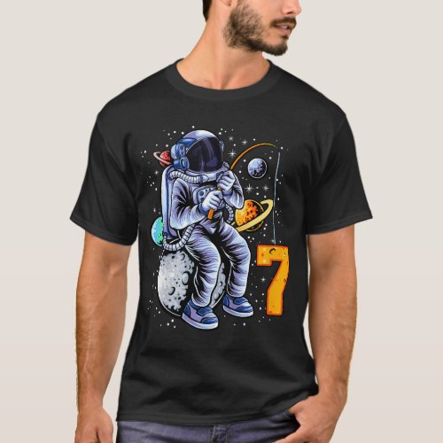 Kids 7 Years Old Birthday Boy Astronaut Gifts Spac T_Shirt