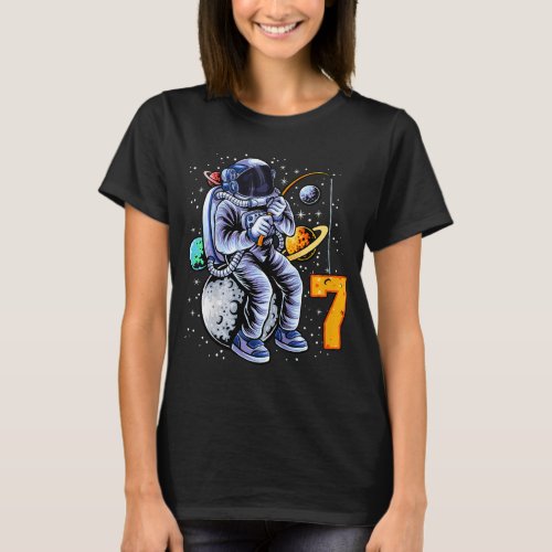 Kids 7 Years Old Birthday Boy Astronaut Gifts Spac T_Shirt