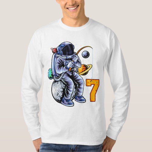 Kids 7 Years Old Birthday Boy Astronaut Gifts Spac T_Shirt