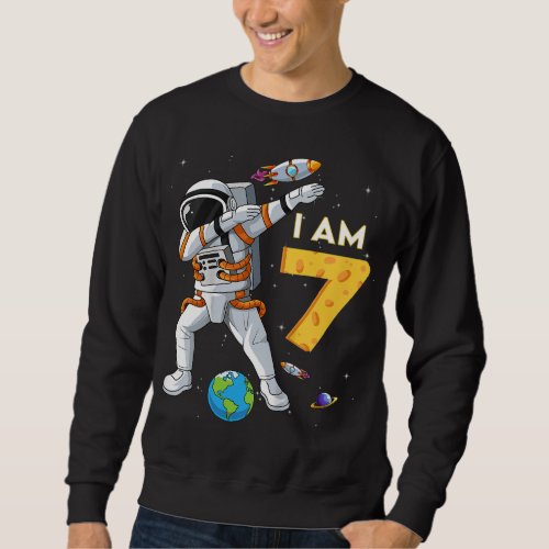 Kids 7 Years Old Birthday Boy Astronaut Space 7th  Sweatshirt
