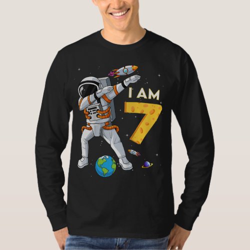 Kids 7 Years Old Birthday Boy Astronaut Space 7th  T_Shirt