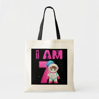 Kids 7 Years Old Birthday Girl Astronaut Space Tote Bag
