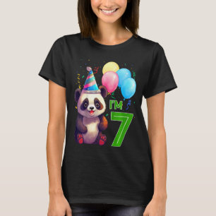 Kids 7 Years Old Party Animal Panda 7th Birthday T-Shirt