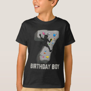 Kids 7 Years Old Rock Climbing 7th Birthday Advent T-Shirt