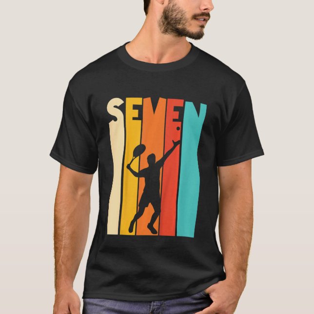 Kids 7rd Birthday Tennis Player Retro 7 Years Old  T-Shirt (Front)