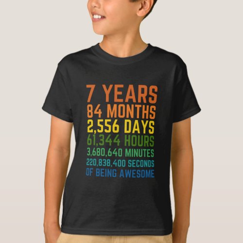 Kids 7th 84 Month Birthday Yearsvintage Retro T_Shirt