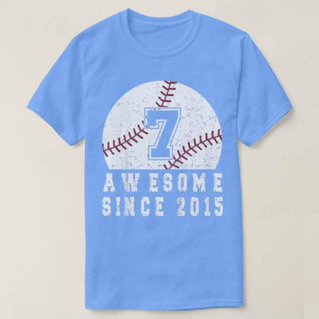 Kids 7th Birthday Baseball Boy Born In 2015 Baseba T-Shirt (Design Front)