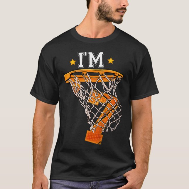 Kids 7th Birthday Basketball  I'm 7 Boy Girl 6th B T-Shirt (Front)