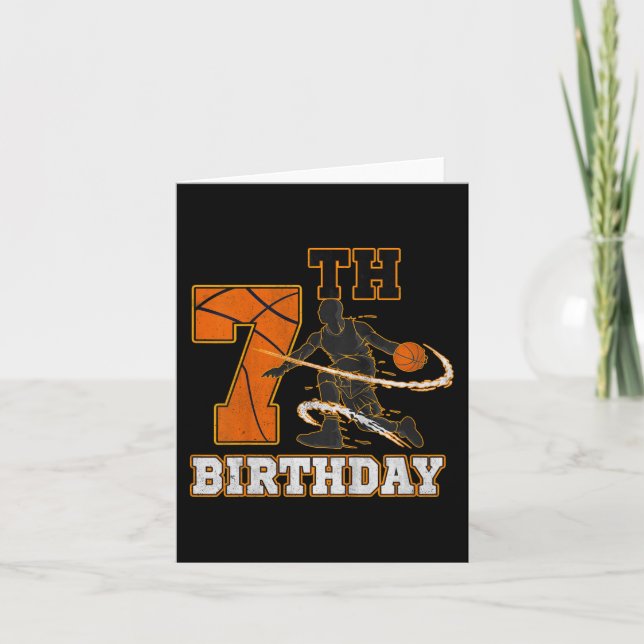 Kids 7th Birthday Basketball  Kids Boys Men Sport  Card (Front)