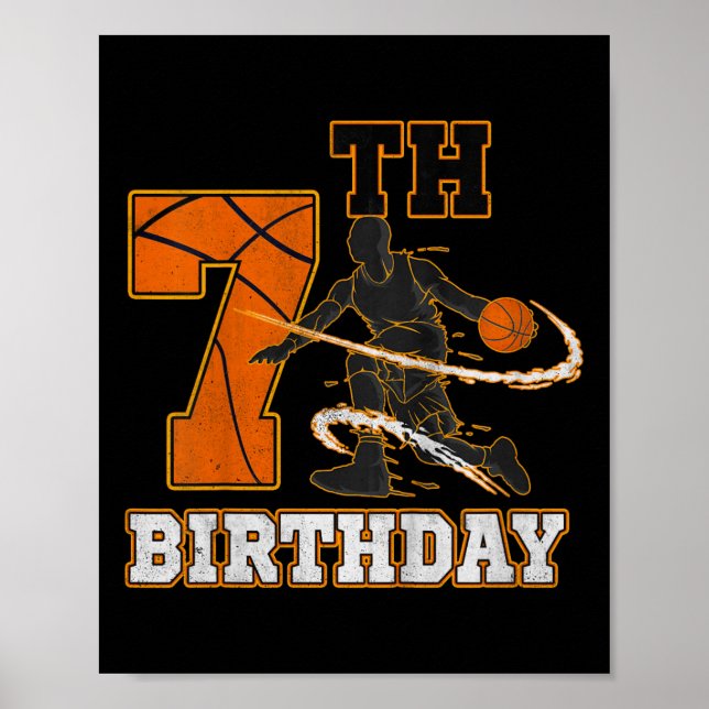 Kids 7th Birthday Basketball  Kids Boys Men Sport  Poster (Front)
