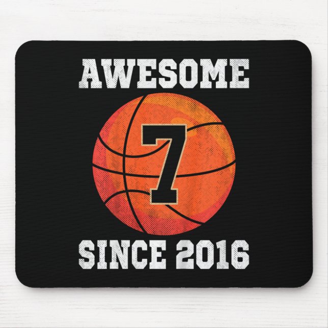 Kids 7th Birthday Basketball Lover 7 Years Old Vin Mouse Pad (Front)