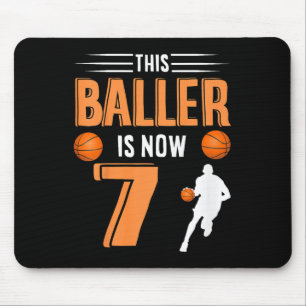 Kids 7th Birthday Basketball - This Baller Is Now  Mouse Pad