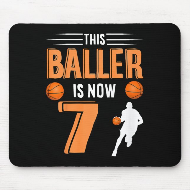 Kids 7th Birthday Basketball - This Baller Is Now  Mouse Pad (Front)