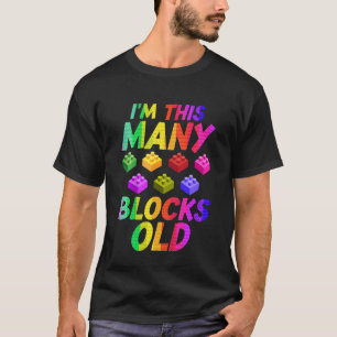 Kids 7th Birthday Block Building 7 Years Old Brick T-Shirt