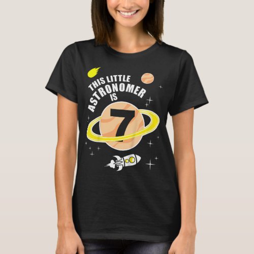 Kids 7th Birthday Boys Astronomy Space 7 Year Old T_Shirt