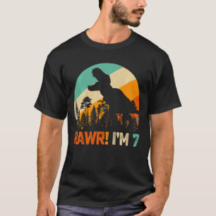 Kids 7th Birthday Boys Dinosaur Rex 7 Year Old Son T-Shirt