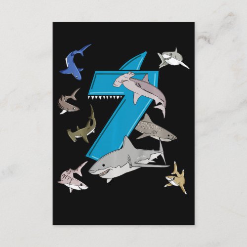 Kids 7th Birthday Boys Shark White Shark Enclosure Card