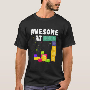 Kids 7th Birthday Building Blocks Bricks Awesome 7 T-Shirt