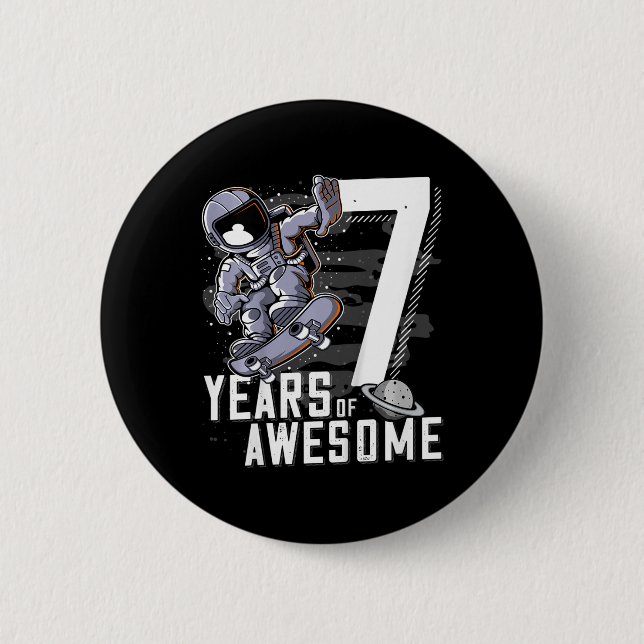 Kids 7th Birthday  Button (Front)